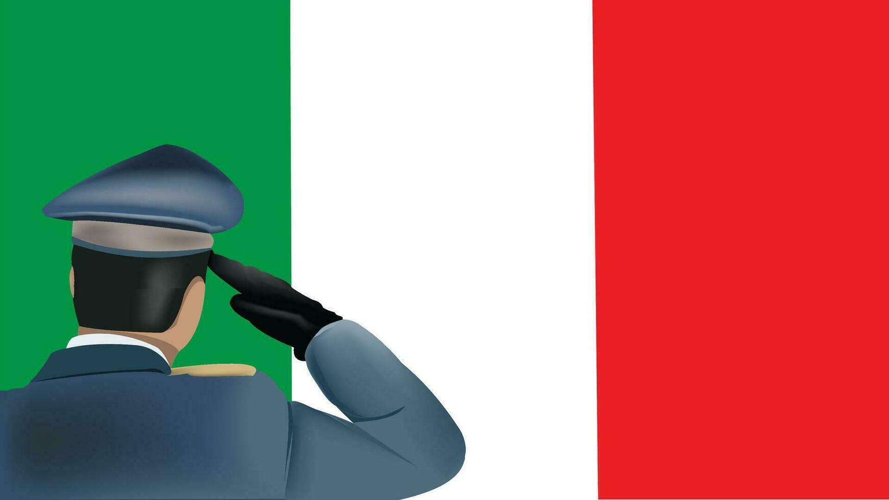 soldier in uniform salutes the Italian flag visor vector