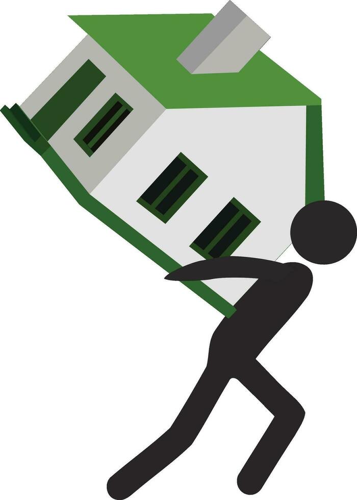 A black person carries his home on his shoulders- vector