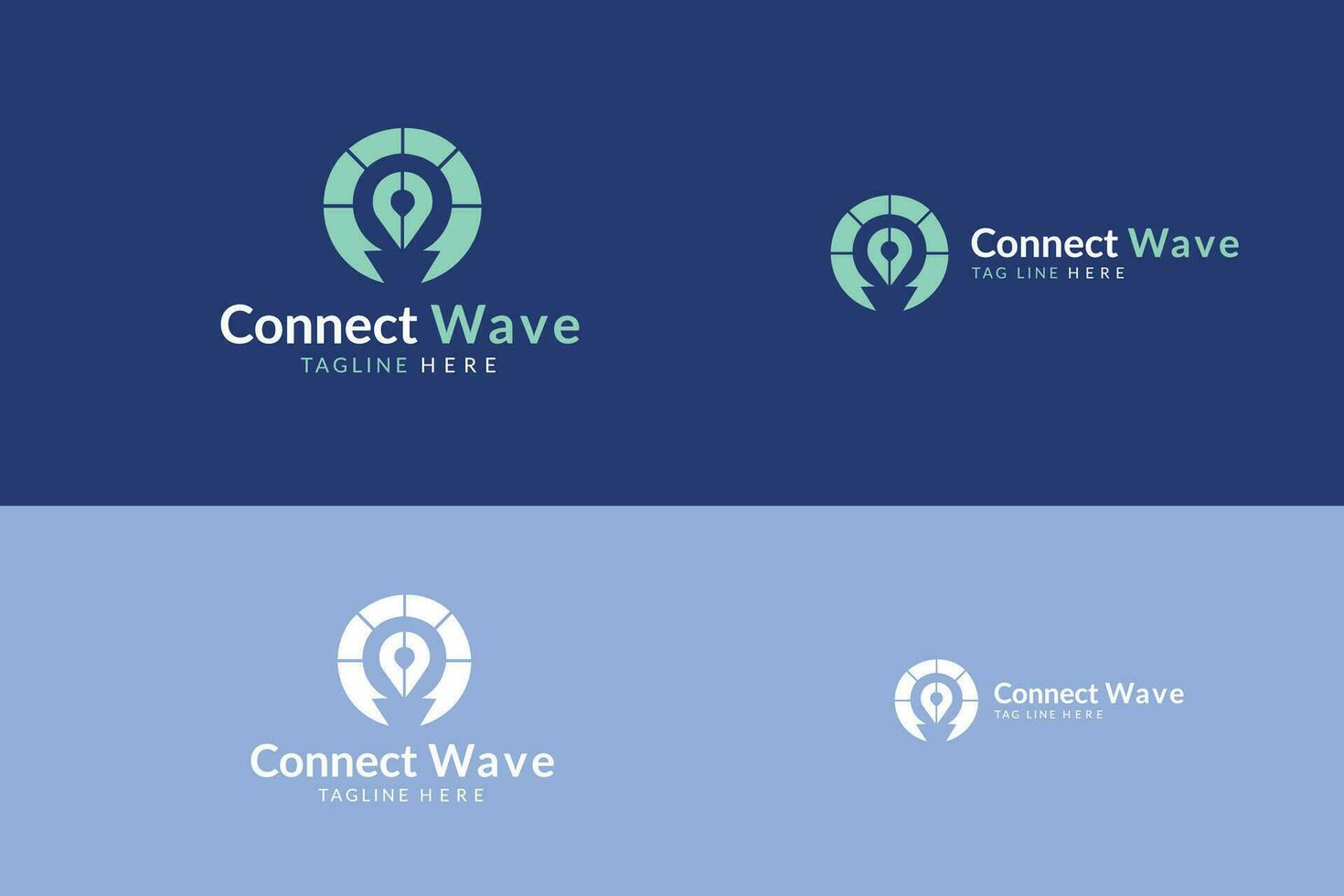 Connect wave communication logo template vector