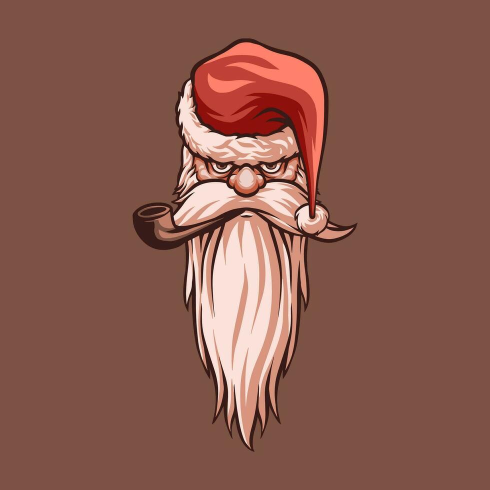 Papa Noel claus mascota genial ilustración para tu marca negocio vector