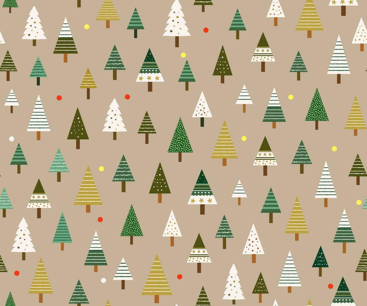 Seamless pattern for Christmas holiday with cute Christmas trees. Background for fabric, wrapping paper, textile, wallpaper and apparel vector