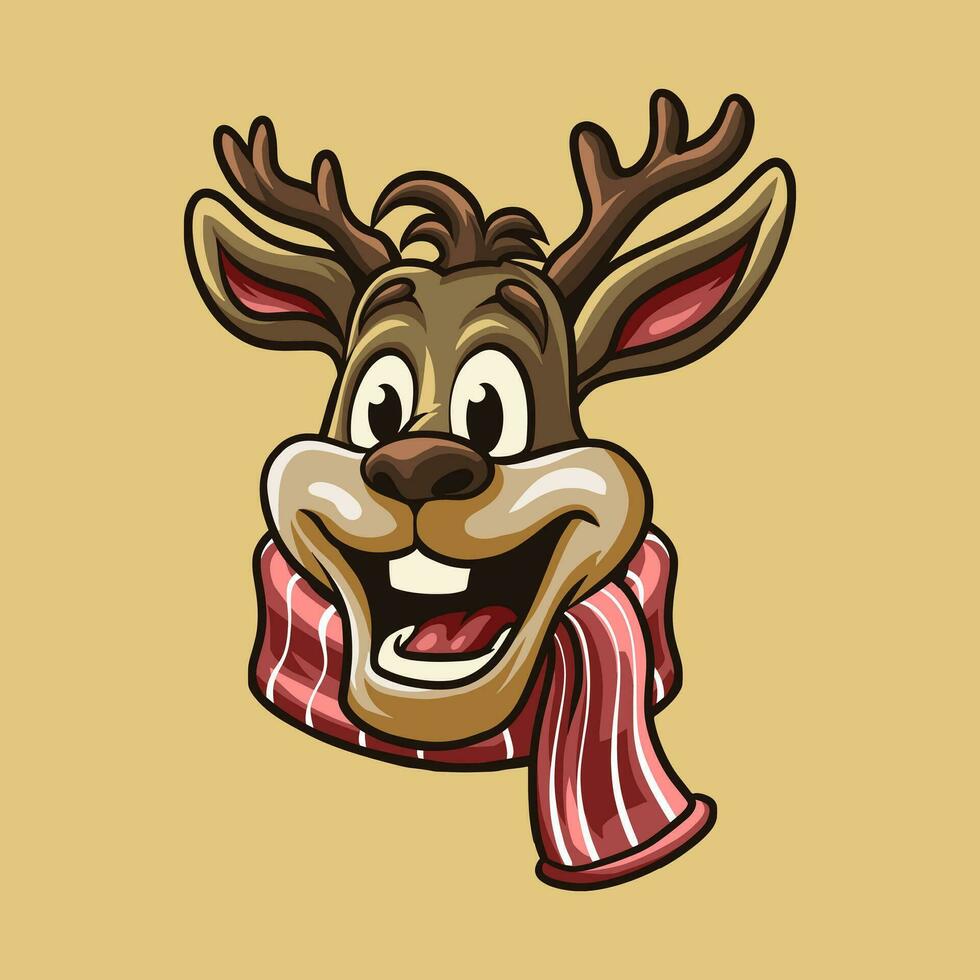 ciervo Navidad mascota genial ilustración para tu marca negocio vector
