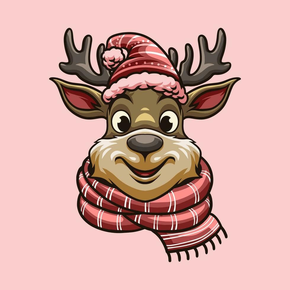 ciervo Navidad mascota genial ilustración para tu marca negocio vector