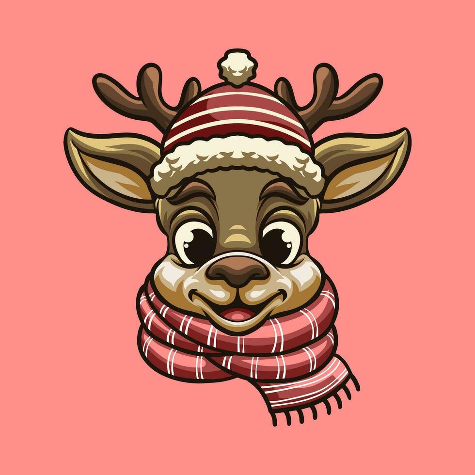 ciervo Navidad mascota genial ilustración para tu marca negocio vector