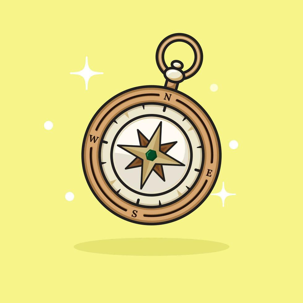 Compass Vector Icon Illustration. Compass Icon Concept. Flat Cartoon Style Suitable for Web Landing Page, Banner, Flyer, Sticker, Card, Background