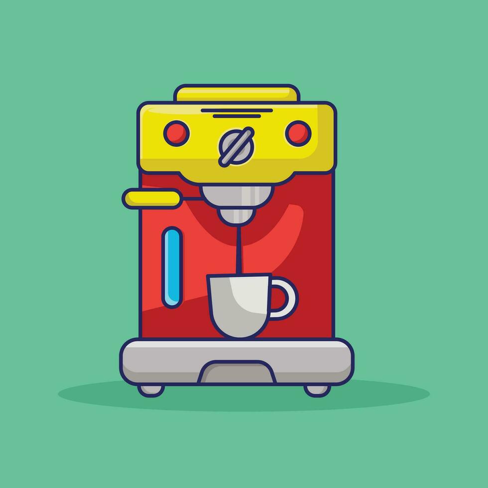 Coffee Manchine Vector Icon Illustration. Coffee Machine Icon Concept. Flat Cartoon Style Suitable for Web Landing Page, Banner, Flyer, Sticker, Card, Background