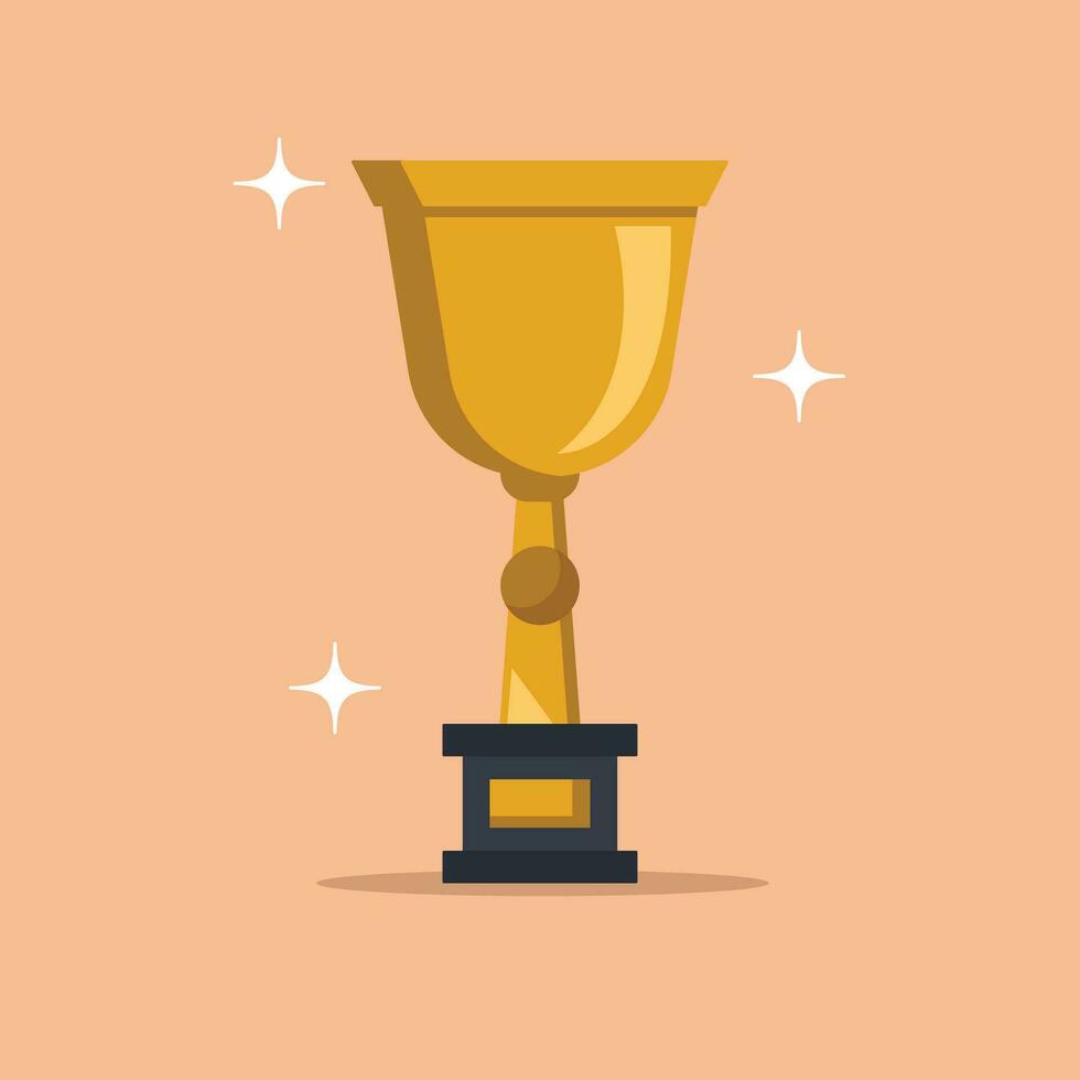 Trophy Vector Icon Illustration. Trophy Icon Concept Orange soft Isolated. Flat Cartoon Style Suitable for Web Landing Page, Banner, Flyer, Sticker, Card, Background