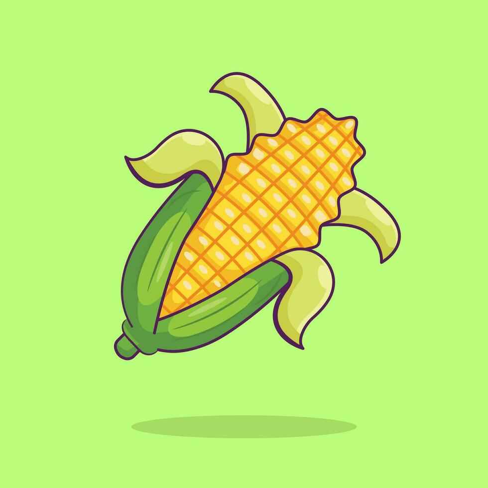 Corn cartoon vector icon illustration food nature icon concept isolated premium