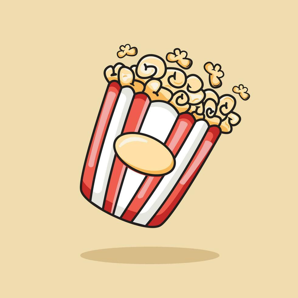 Popcorn Vector Icon Illustration. Junk Food Icon Concept Chocolate Isolated. Flat Cartoon Style Suitable for Web Landing Page, Banner, Flyer, Sticker, Card, Background