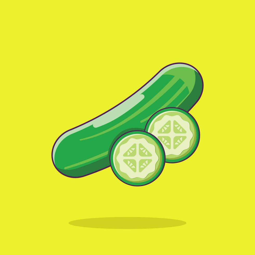 Cucumber cartoon vector icon illustration food nature icon concept isolated premium