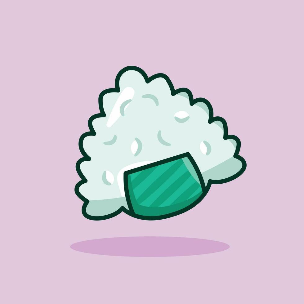 Onigiri Vector Icon Illustration. Onigiri Food Icon Concept Purpel soft Isolated. Flat Cartoon Style Suitable for Web Landing Page, Banner, Flyer, Sticker, Card, Background
