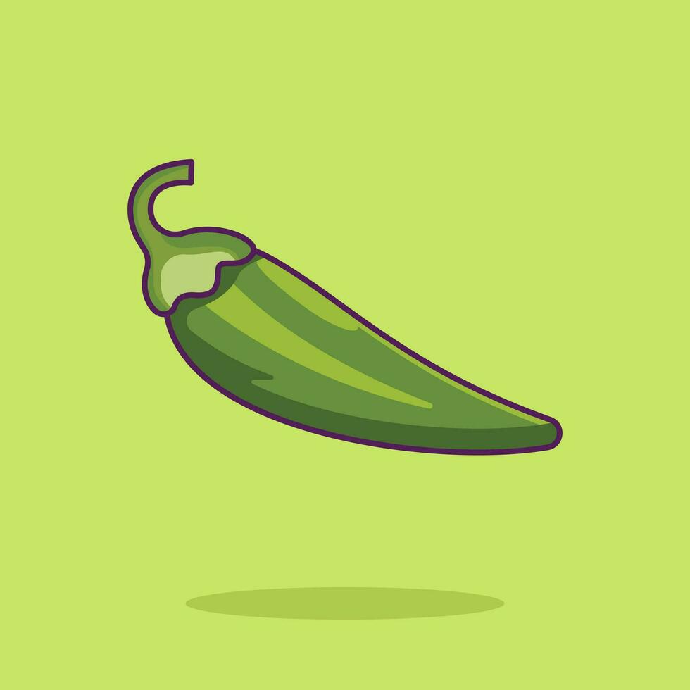 Green Chilies cartoon vector icon illustration food nature icon concept isolated premium