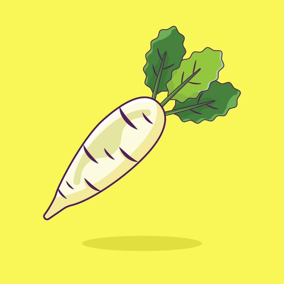 Turnip cartoon vector icon illustration food nature icon concept isolated premium