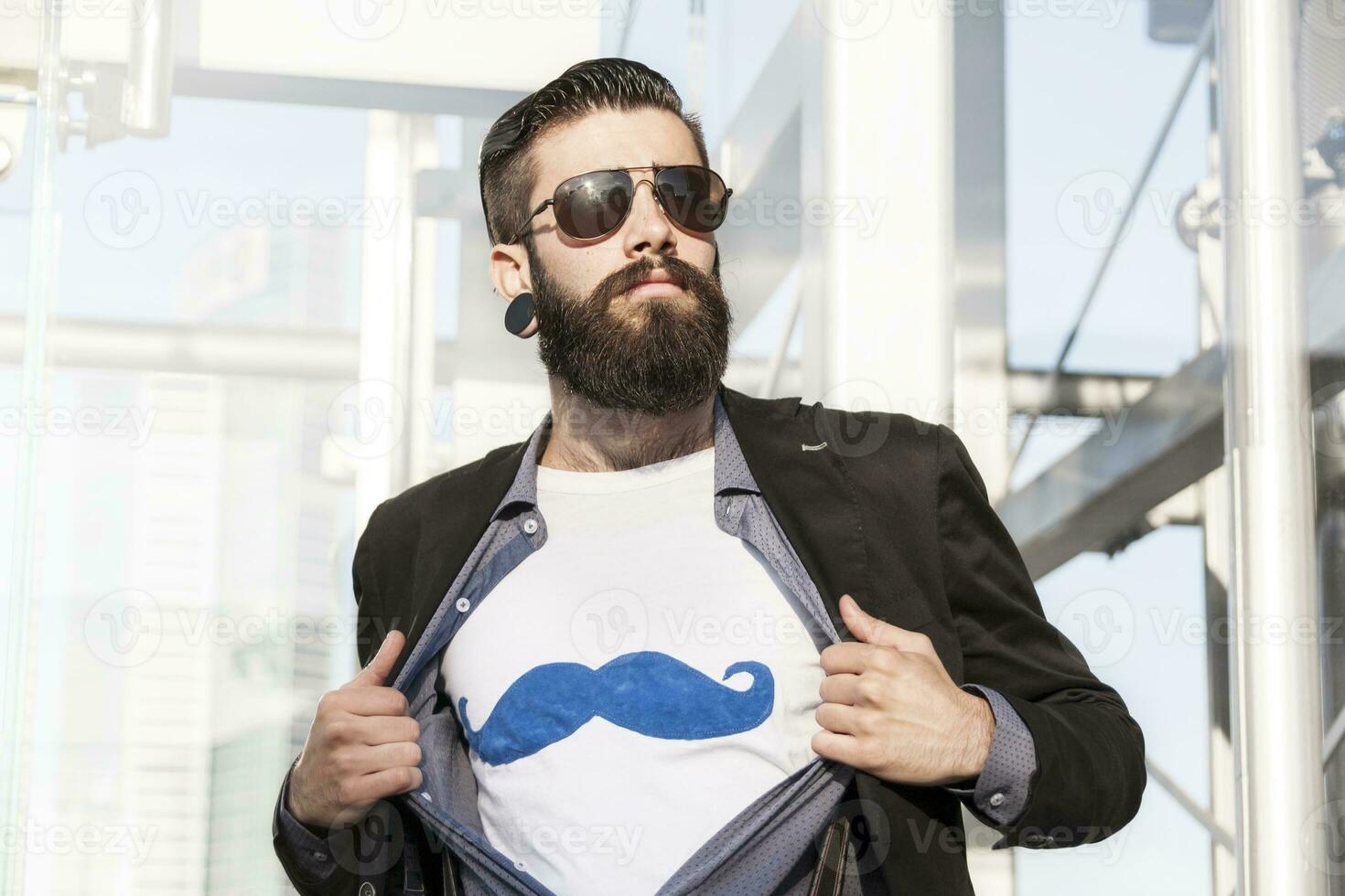 young hipster superhero oversees capital photo