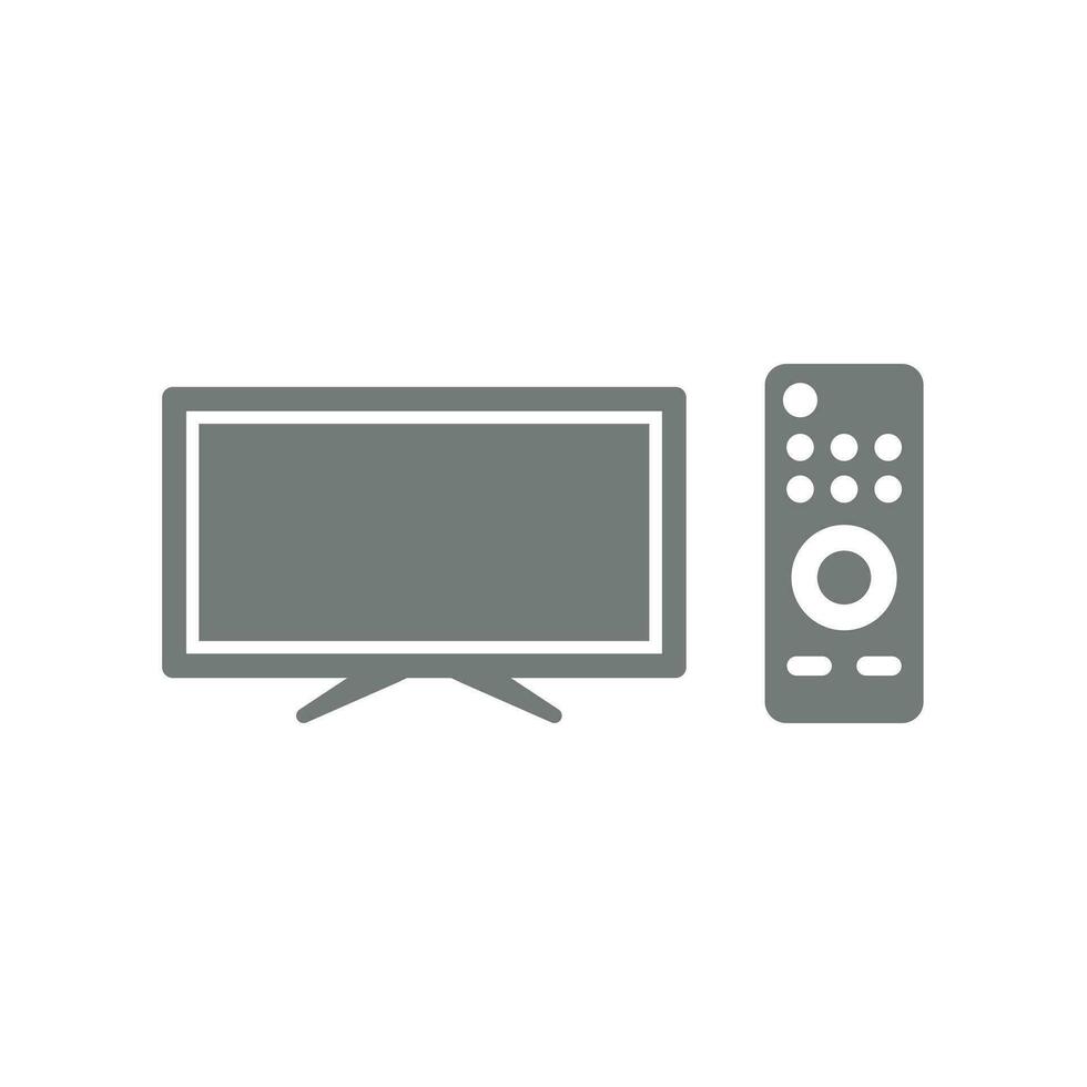 Tv screen and remote control vector icons. Television cable provider service icon.