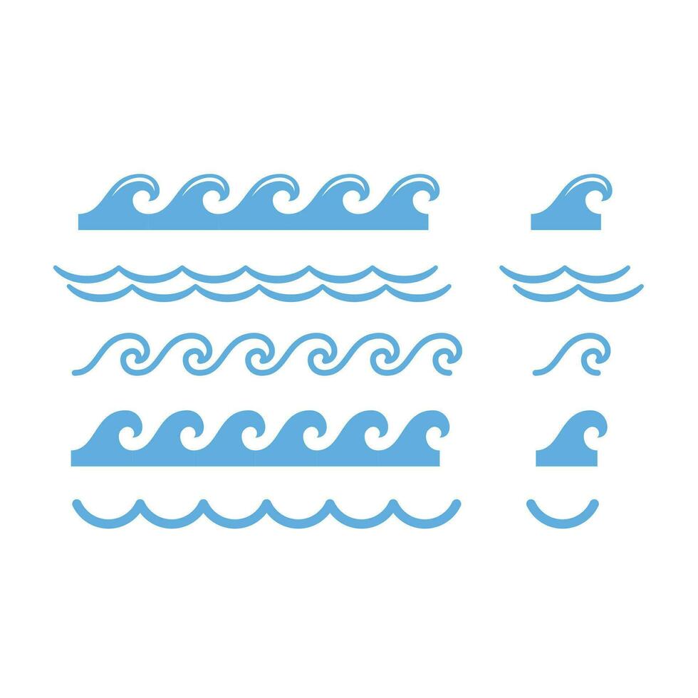 Ocean or sea waves cartoon style icon. Seamless wave line vector. vector
