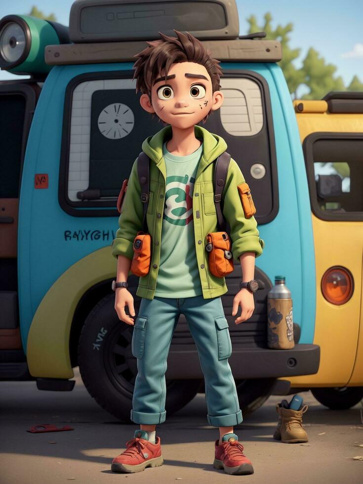 Boy character 3d illustration ai generative photo