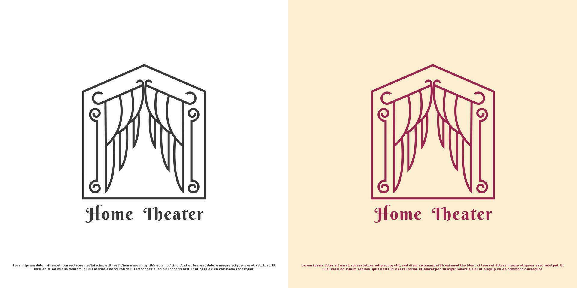 teatro cortina logo diseño ilustración. silueta de etapa edificio arquitectura ejecutando letras teatro drama ópera orquesta circo talento actuación. sencillo minimalista elegante lujo icono. vector