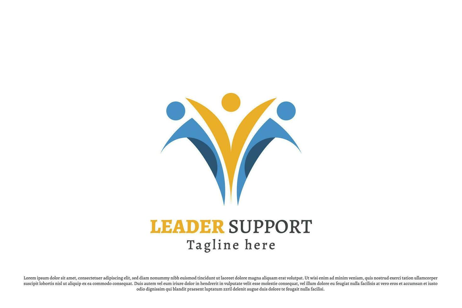Leader support logo design illustration. Silhouettes of people office workers company leaders boss supervisor managers working team cooperation. Modern minimalist simple people financial business icon vector