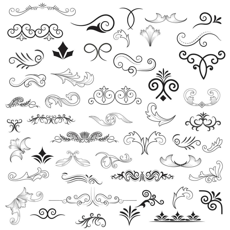 Vector graphic elements for design vector elements. Swirl elements decorative illustration. Classic calligraphy swirls, greeting cards, wedding invitations, royal certificates and graphic design.