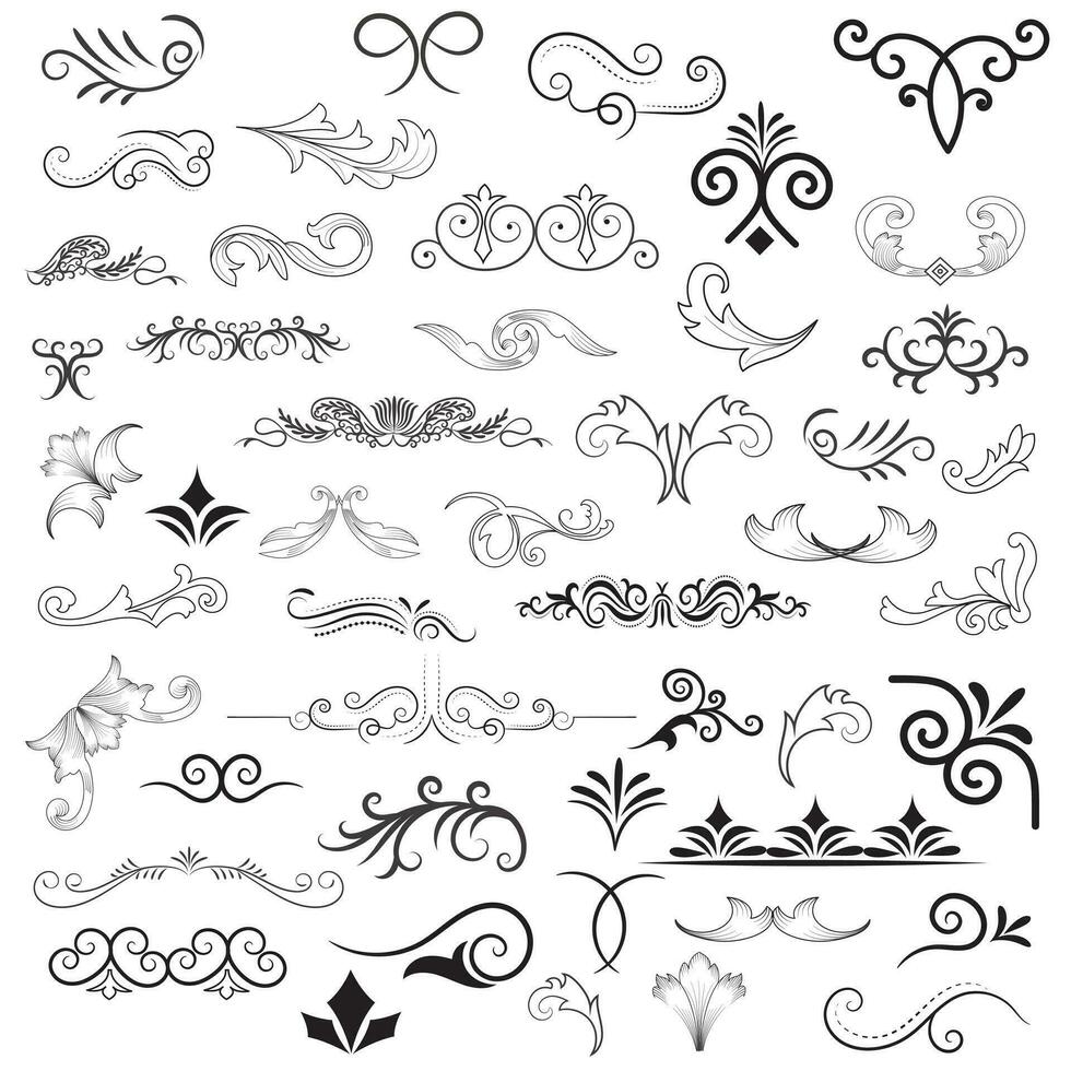 Vector graphic elements for design vector elements. Swirl elements decorative illustration. Classic calligraphy swirls, greeting cards, wedding invitations, royal certificates and graphic design.
