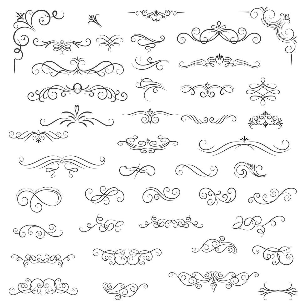 Vector graphic elements for design vector elements. Swirl elements decorative illustration. Classic calligraphy swirls, greeting cards, wedding invitations, royal certificates and graphic design.
