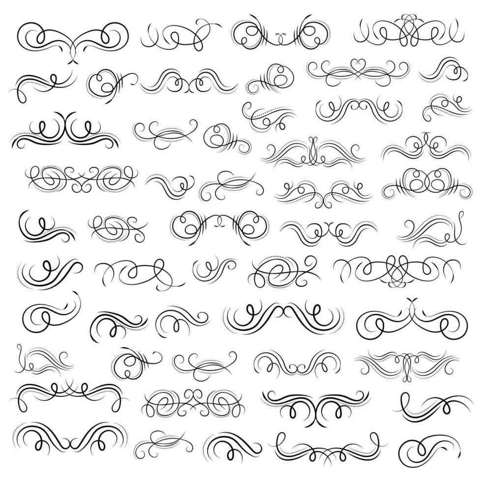 Vector graphic elements for design vector elements. Swirl elements decorative illustration. Classic calligraphy swirls, greeting cards, wedding invitations, royal certificates and graphic design.