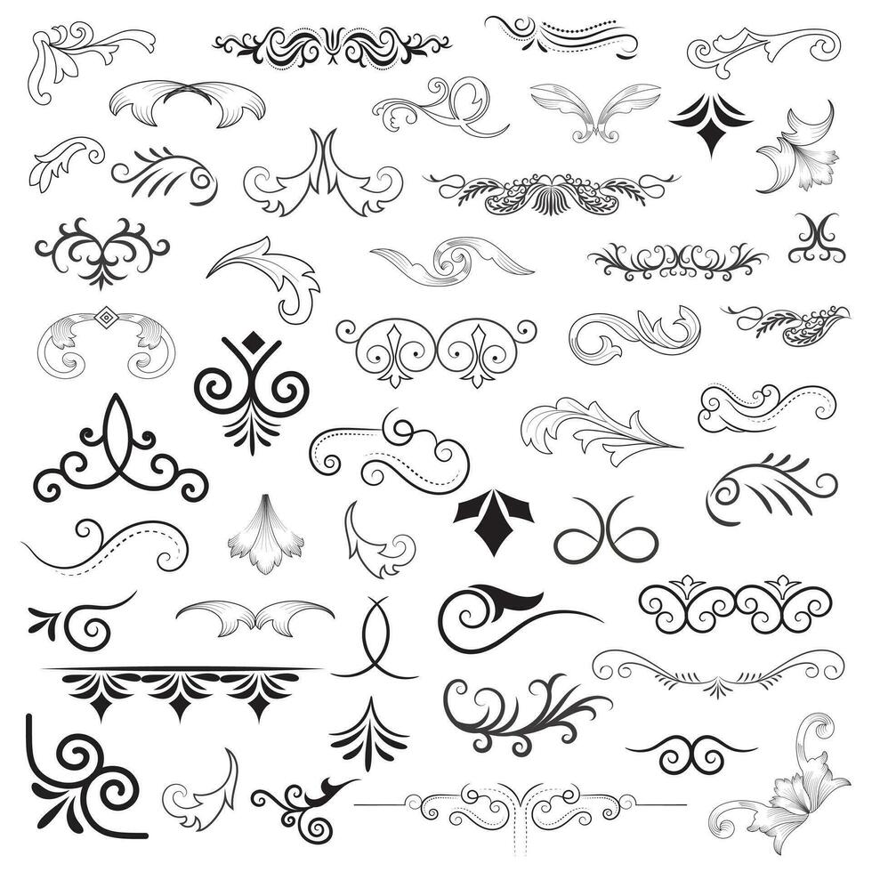 Vector graphic elements for design vector elements. Swirl elements decorative illustration. Classic calligraphy swirls, greeting cards, wedding invitations, royal certificates and graphic design.