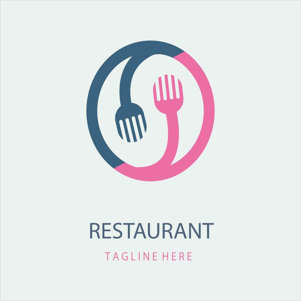 Restaurant fork spoon logo vector. restaurant food logo icon illustrator.fork and spoon logo symbol for All restaurant food diet vector
