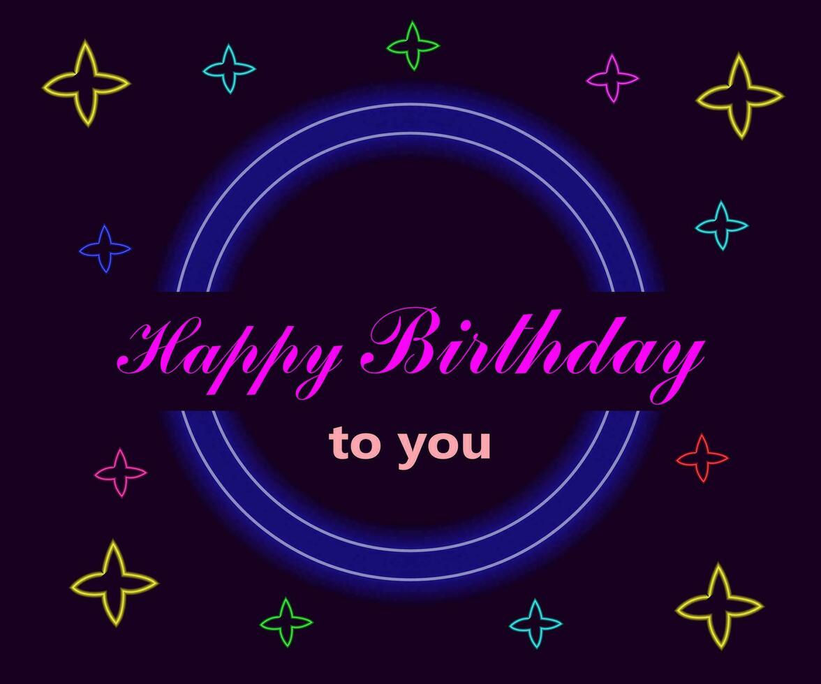 Happy Birthday Neon Text Vector. Happy birthday neon sign, design template, modern trend design, night neon signboard, night bright advertising, light banner. Editing text neon sign. vector