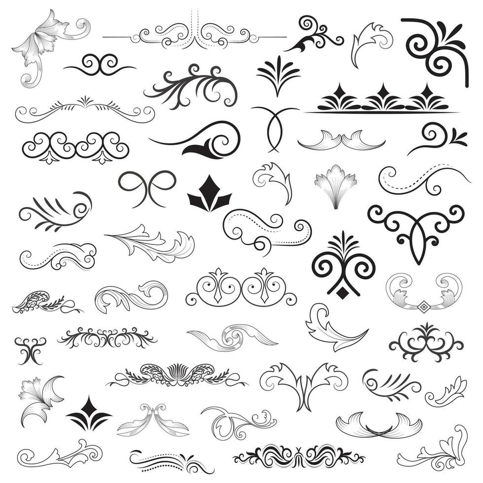 Vector graphic elements for design vector elements. Swirl elements decorative illustration. Classic calligraphy swirls, greeting cards, wedding invitations, royal certificates and graphic design.