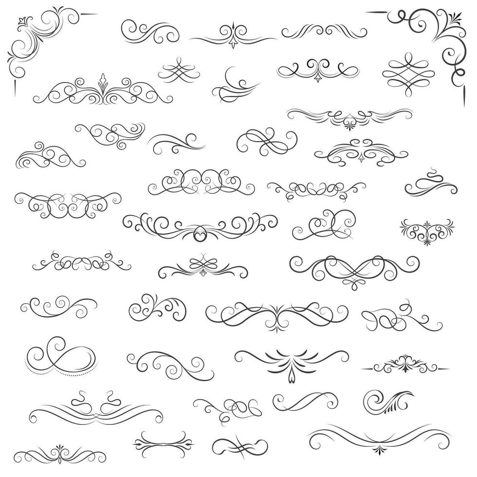 Vector graphic elements for design vector elements. Swirl elements decorative illustration. Classic calligraphy swirls, greeting cards, wedding invitations, royal certificates and graphic design.