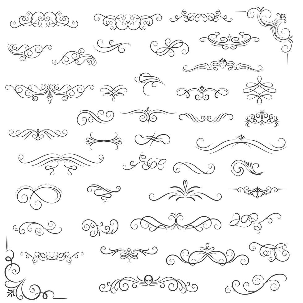 Vector graphic elements for design vector elements. Swirl elements decorative illustration. Classic calligraphy swirls, greeting cards, wedding invitations, royal certificates and graphic design.