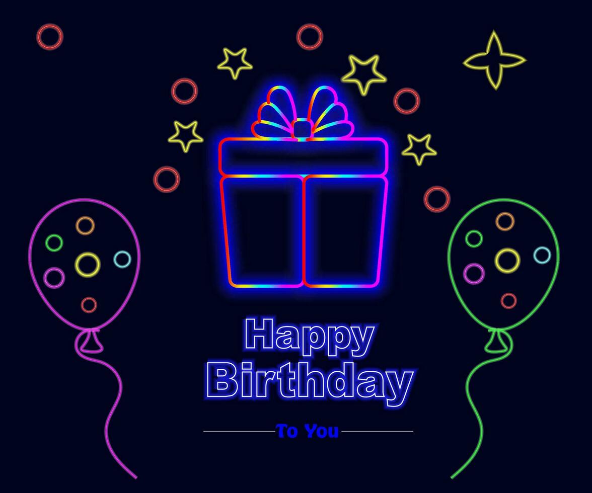 Happy Birthday Neon Text Vector. Happy Birthday neon sign, design template, modern trend design, night neon signboard, night bright advertising, light banner. Editing text neon sign. vector