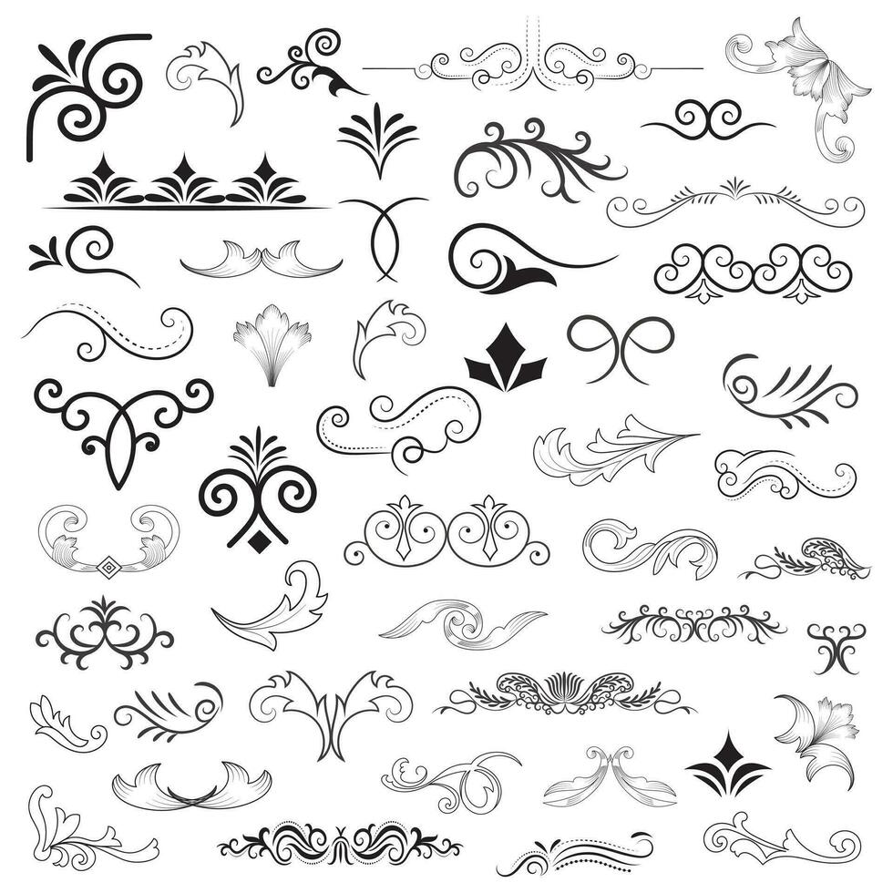 Vector graphic elements for design vector elements. Swirl elements decorative illustration. Classic calligraphy swirls, greeting cards, wedding invitations, royal certificates and graphic design.