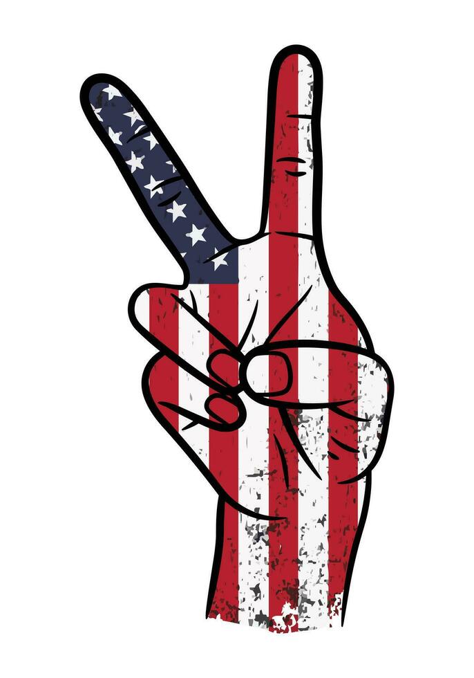 Hand Peace Sign with USA Flag vector