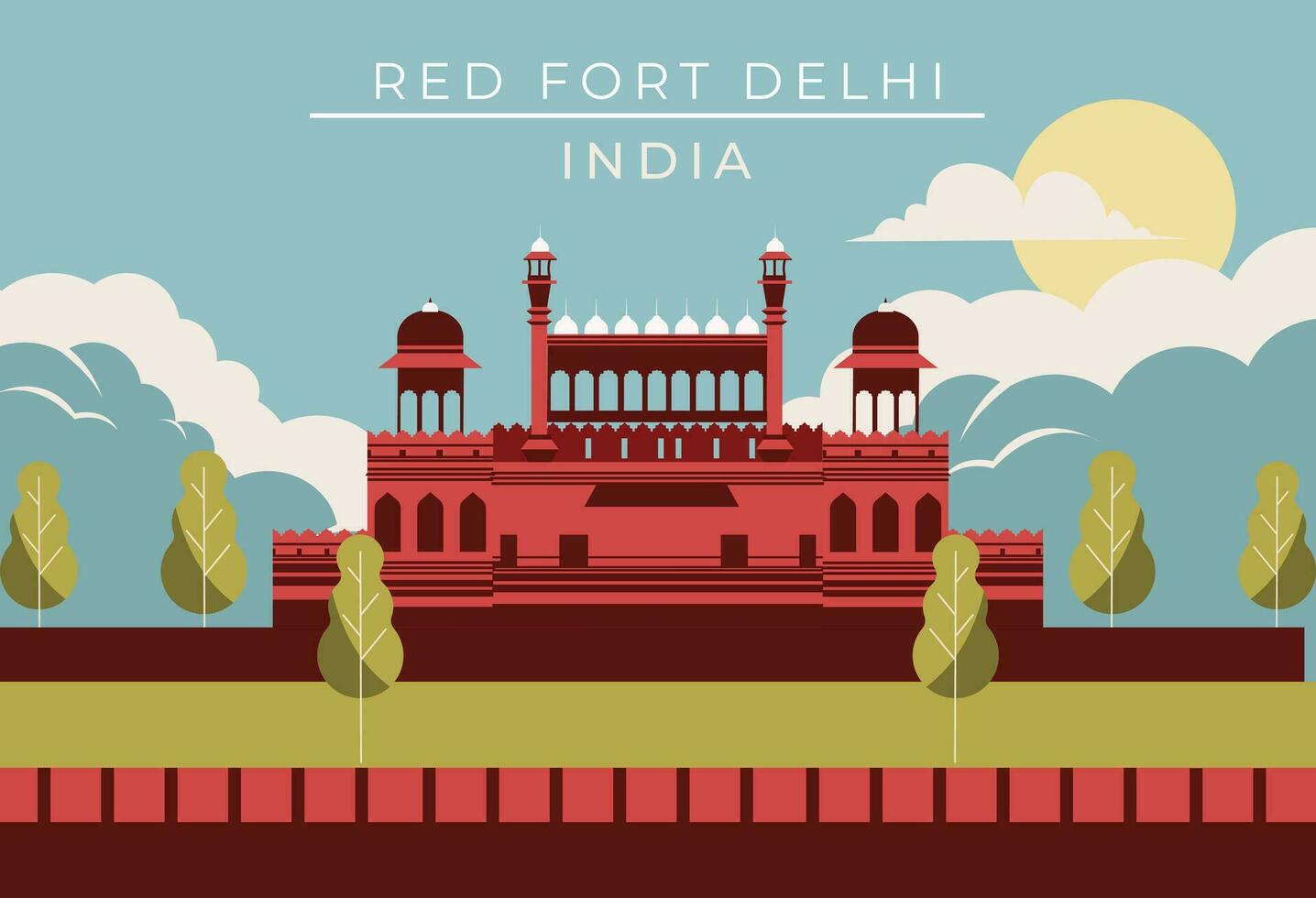Red FORT DELHI 34712070 Vector Art at Vecteezy
