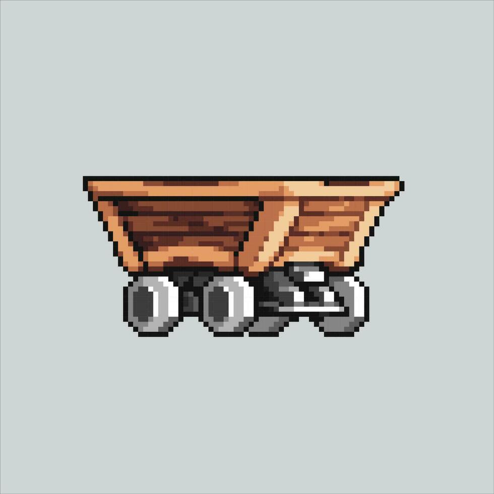 Pixel art illustration Mine Cart. Pixelated Mine Cart. Mine Quarry Cart pixelated for the pixel art game and icon for website and video game. old school retro. vector