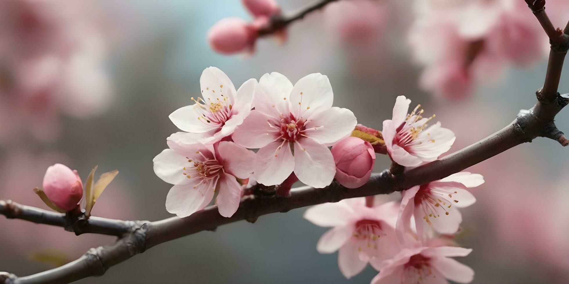 a realistic a close up of a cherry blossom tree ai generated photo
