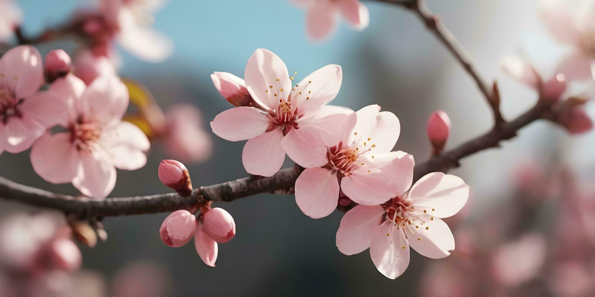 a realistic a close up of a cherry blossom tree ai generated photo