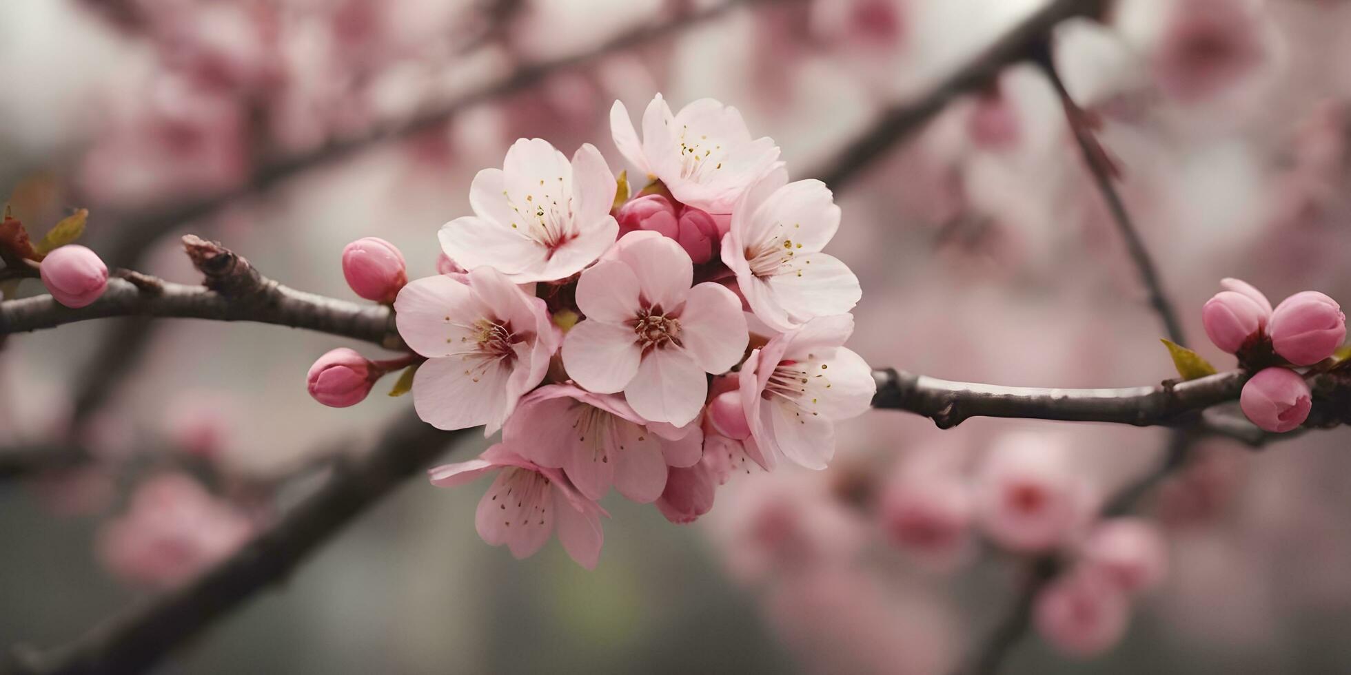 a realistic a close up of a cherry blossom tree ai generated photo
