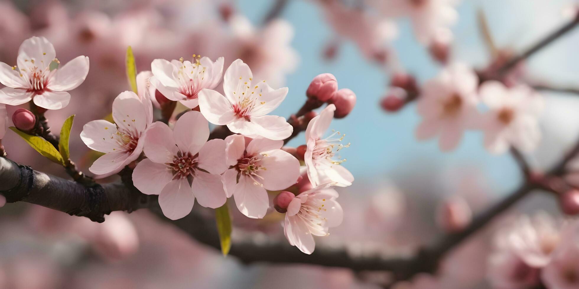 a realistic a close up of a cherry blossom tree ai generated photo