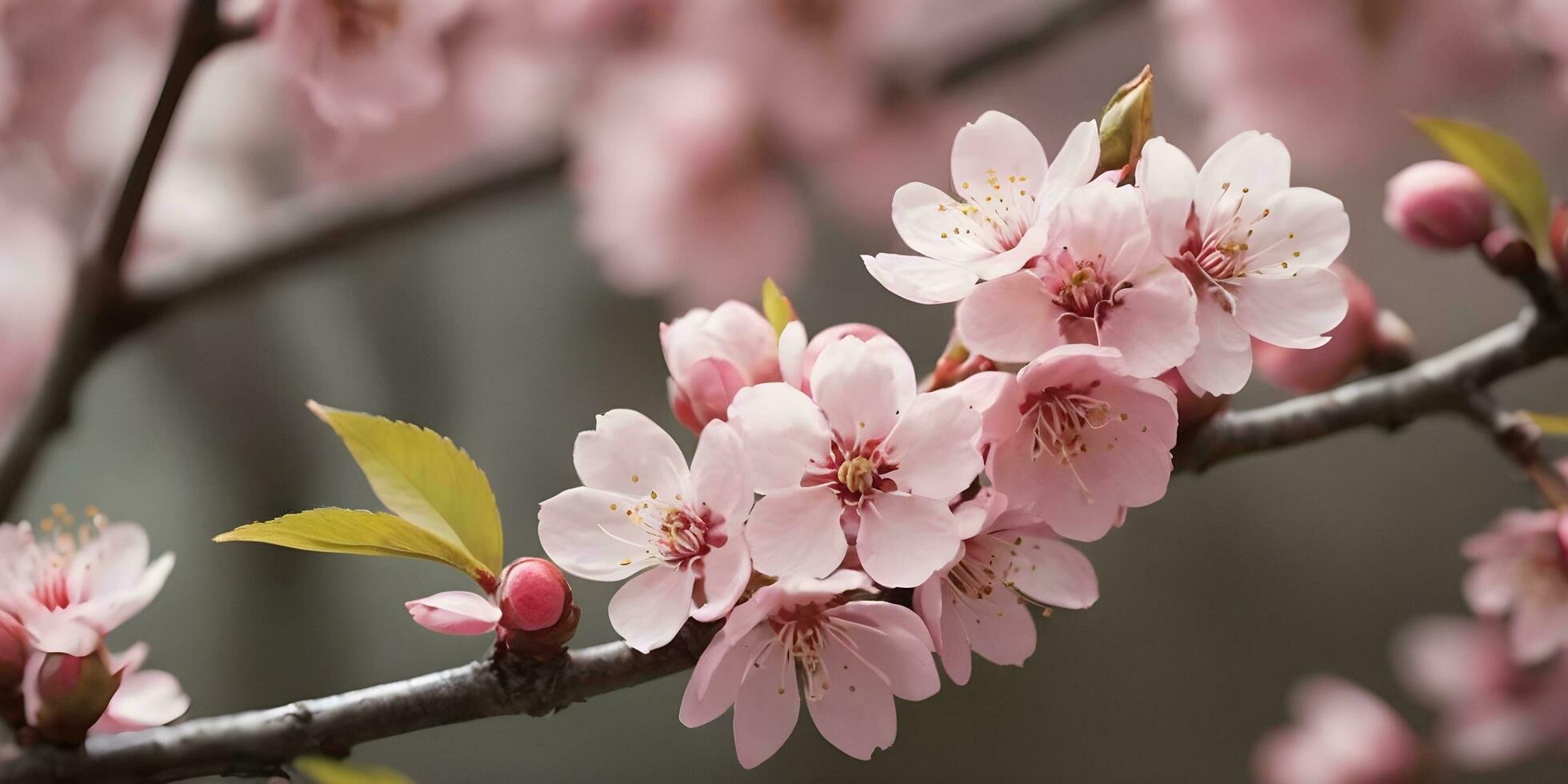 a realistic a close up of a cherry blossom tree ai generated photo