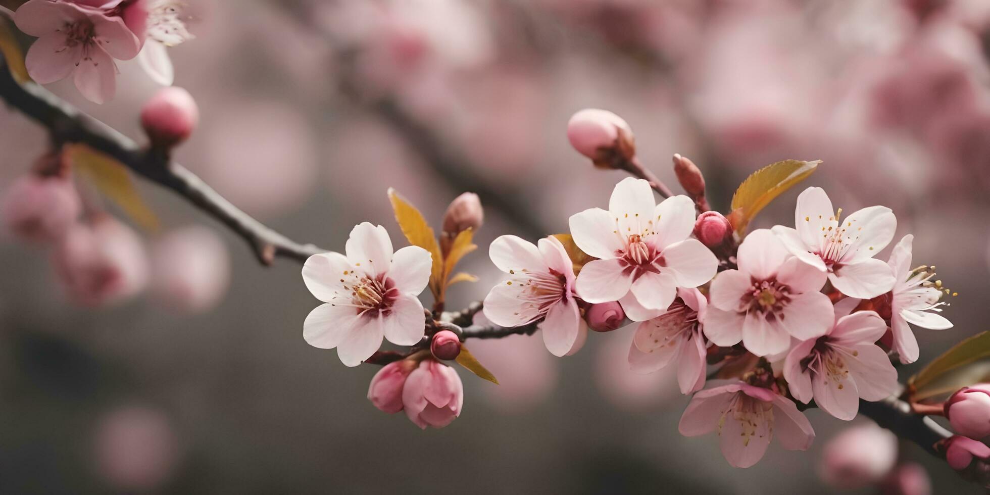 a realistic a close up of a cherry blossom tree ai generated photo