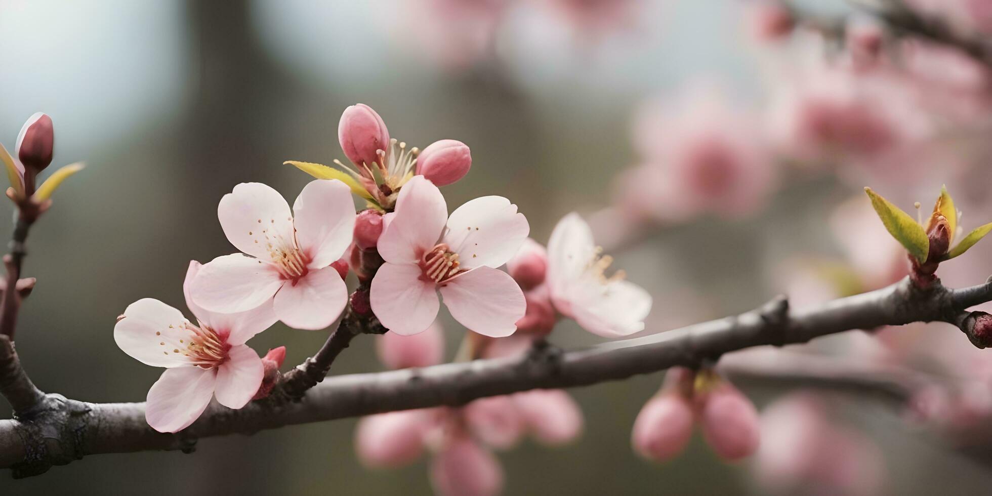 a realistic a close up of a cherry blossom tree ai generated photo