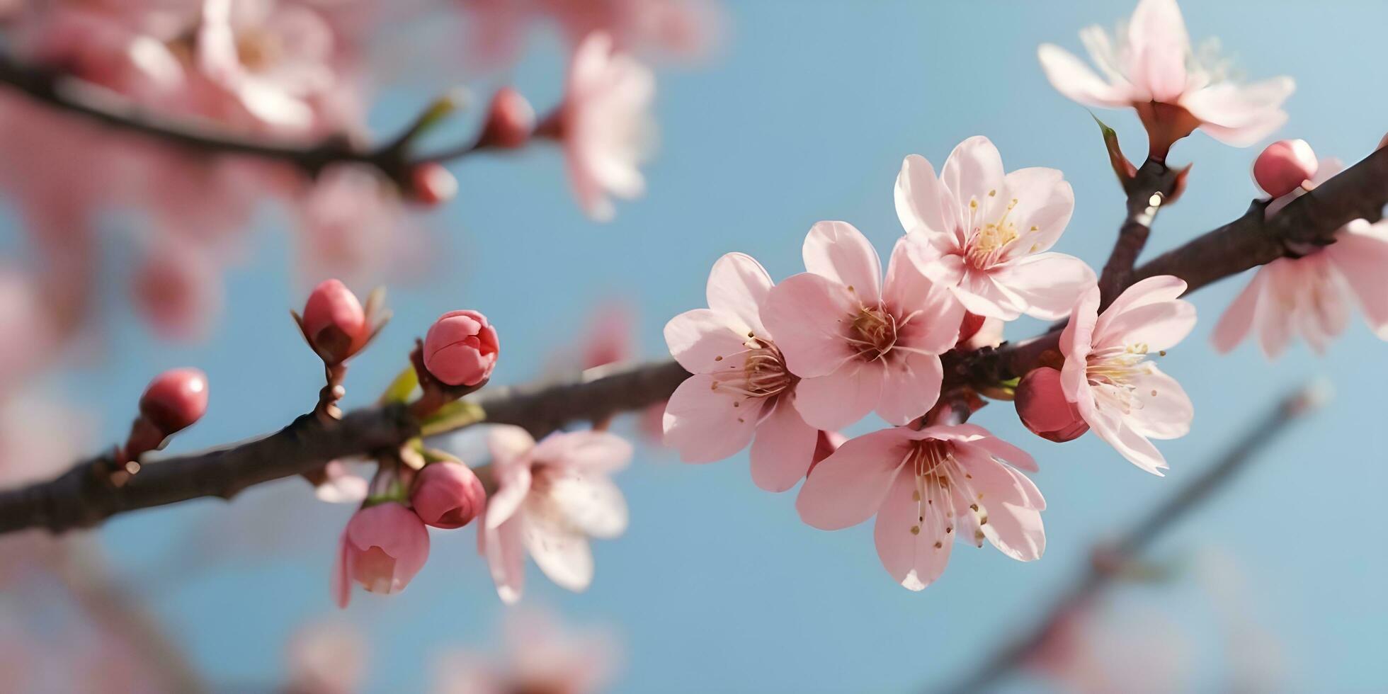 a realistic a close up of a cherry blossom tree ai generated photo