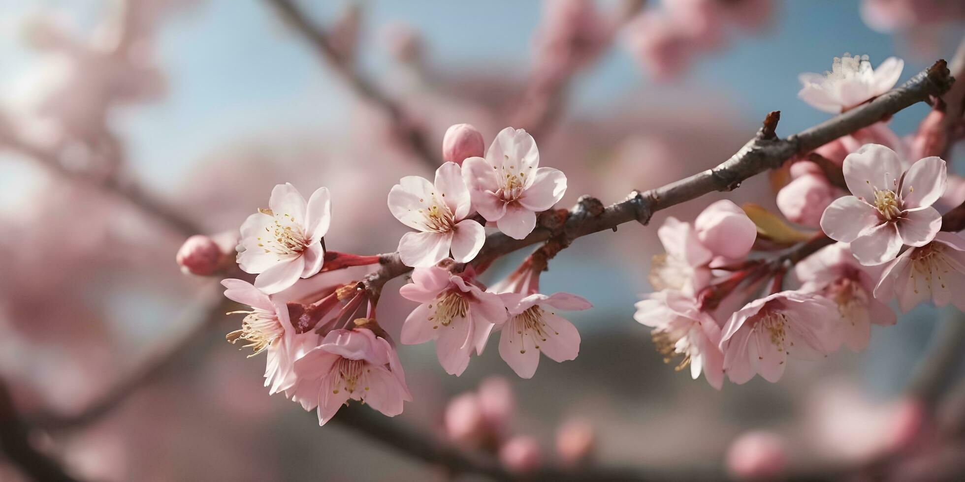 a realistic a close up of a cherry blossom tree ai generated photo