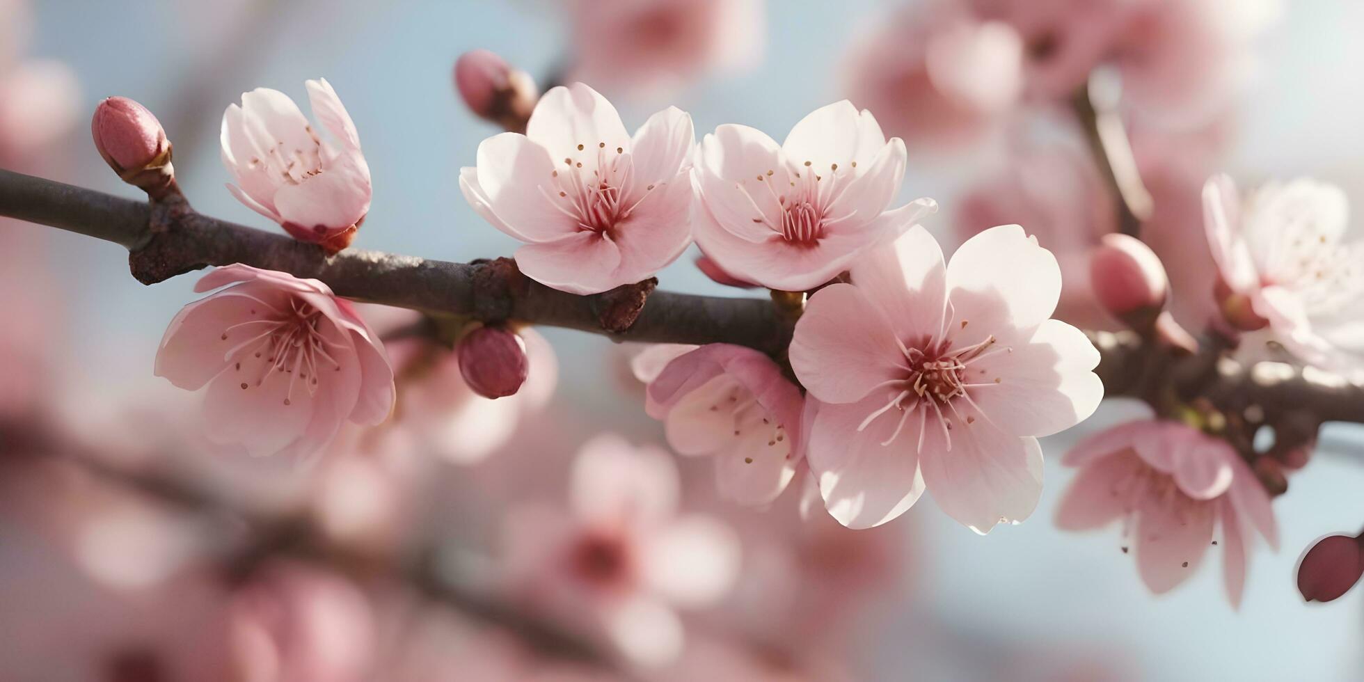 a realistic a close up of a cherry blossom tree ai generated photo