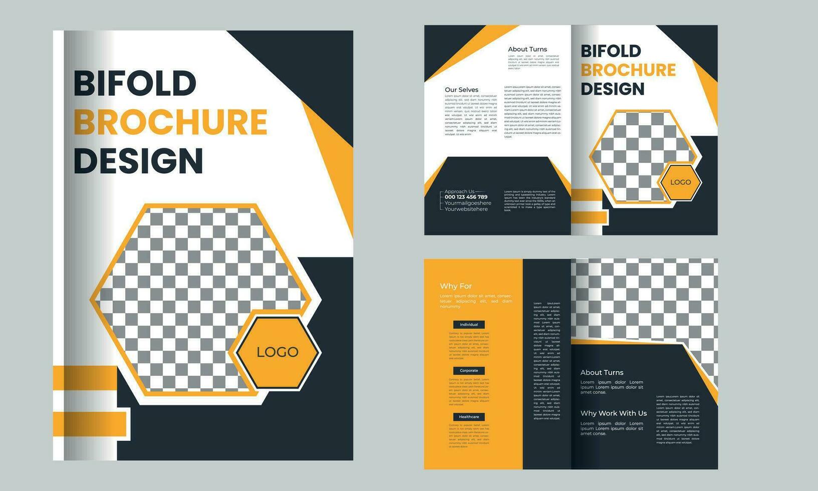 Vector business corporate bifold brochure template design.
