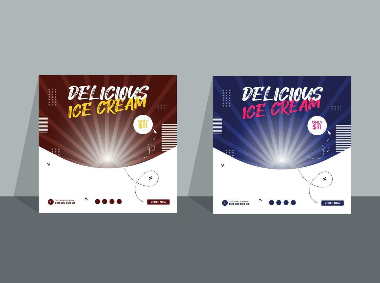 delicious ice cream social media post design. vector